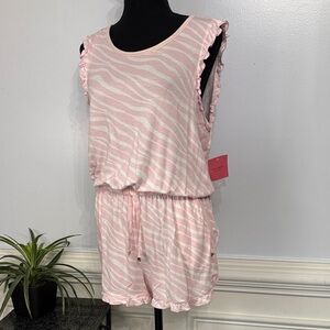 NWT Kate Spade Pink Zebra Striped Pockets Sleeveless Lightweight Romper M